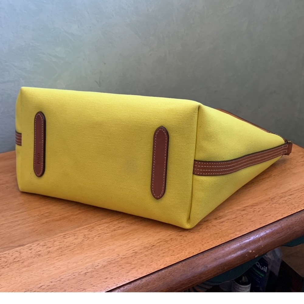 NWT Polo by Ralph Lauren Reversible Citron Yellow / Saddle Brown Tote Bag. - Picture 7 of 16